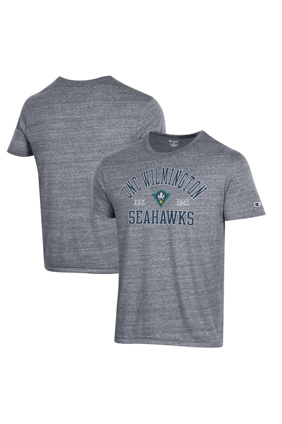 Men's Champion Heathered Gray UNC Wilmington Seahawks Ultimate Tri-Blend T-Shirt
