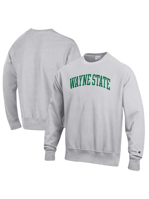 Men's Champion Heathered Gray Wayne State Warriors Reverse Weave Fleece Crewneck Sweatshirt