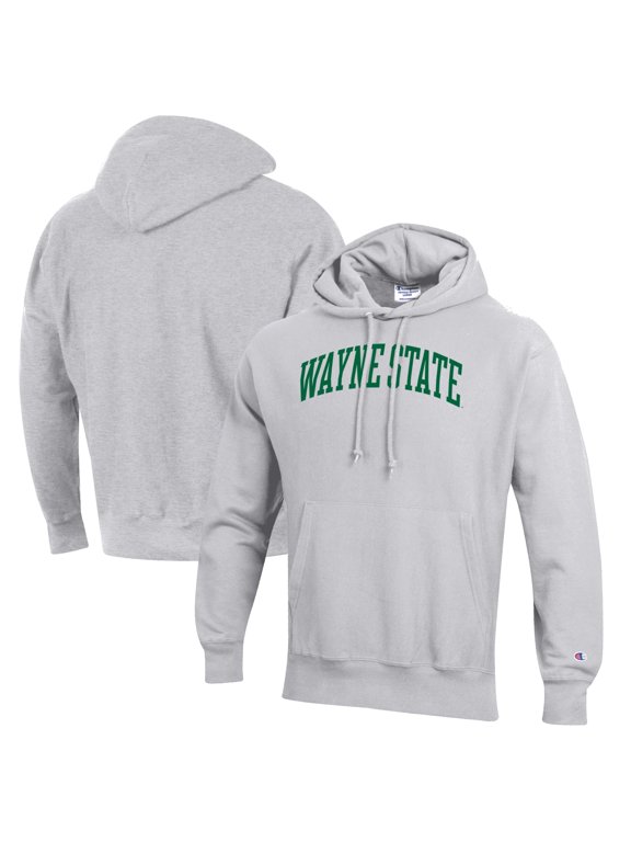 Men's Champion Heathered Gray Wayne State Warriors Reverse Weave Fleece Pullover Hoodie