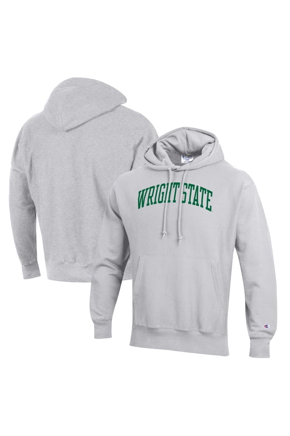 Men's Champion Heathered Gray Wright State Raiders Reverse Weave Fleece Pullover Hoodie