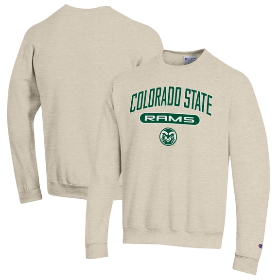 Men's Champion Heathered Oatmeal Colorado State Rams Eco Powerblend Crewneck Sweatshirt