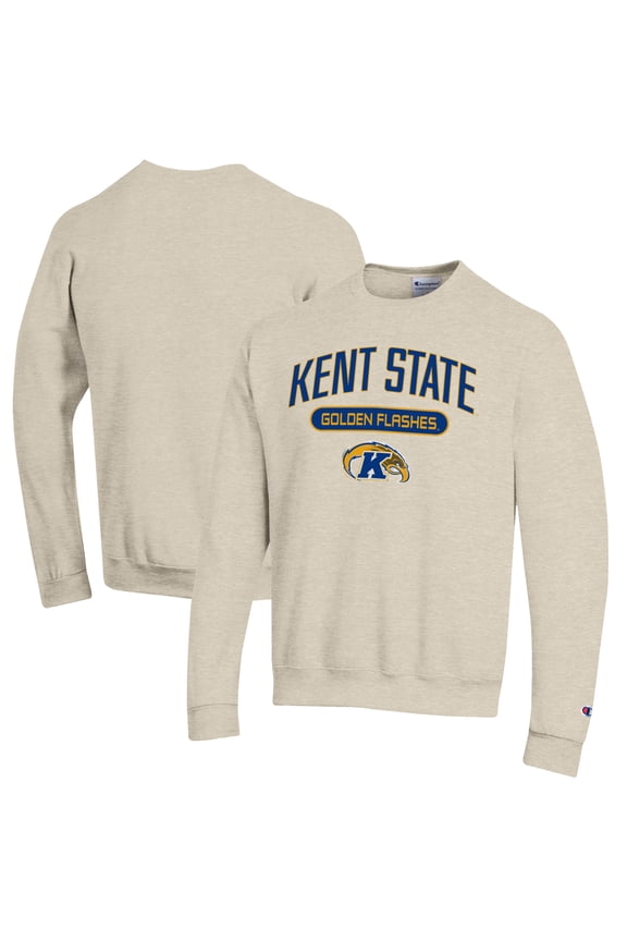 Men's Champion Heathered Oatmeal Kent State Golden Flashes Eco Powerblend Crewneck Sweatshirt