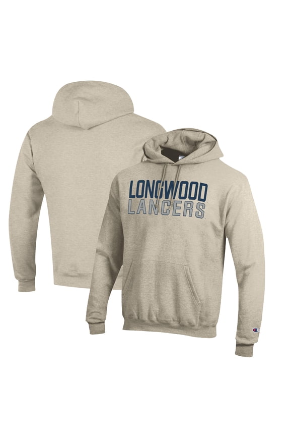 Men's Champion Heathered Oatmeal Longwood Lancers Eco Powerblend Pullover Hoodie