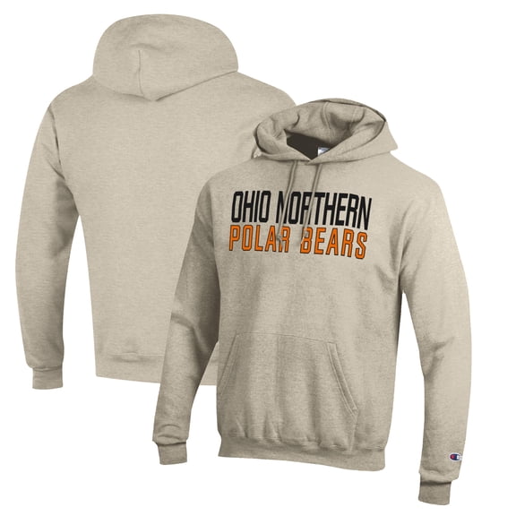 Men's Champion Heathered Oatmeal Ohio Northern Polar Bears Eco Powerblend Pullover Hoodie