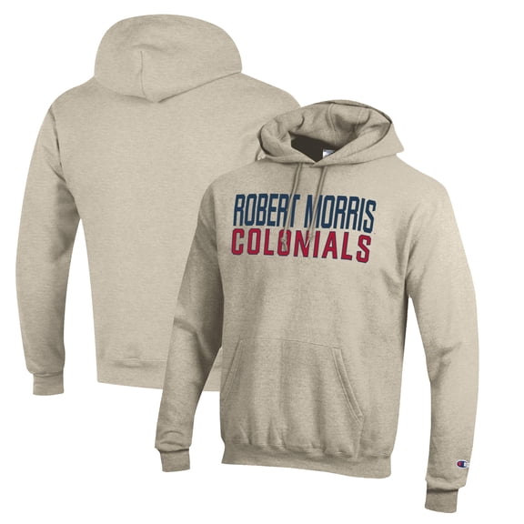 Men's Champion Heathered Oatmeal Robert Morris Colonials Eco Powerblend Pullover Hoodie