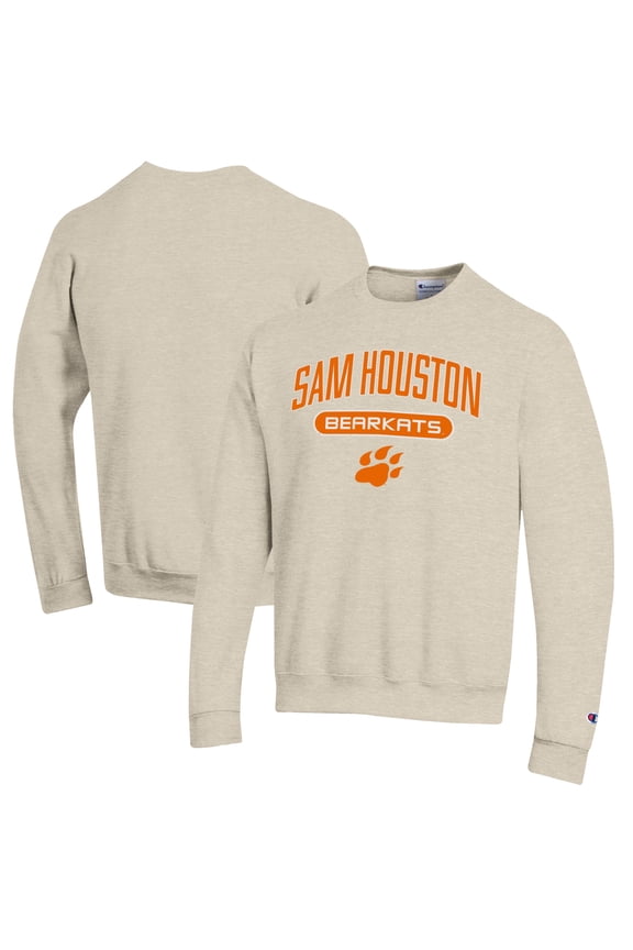 Men's Champion Heathered Oatmeal Sam Houston State Bearkats Eco Powerblend Crewneck Sweatshirt