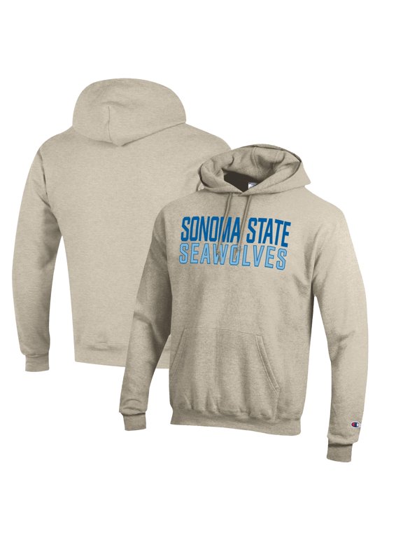 Men's Champion Heathered Oatmeal Sonoma State Seawolves Eco Powerblend Pullover Hoodie