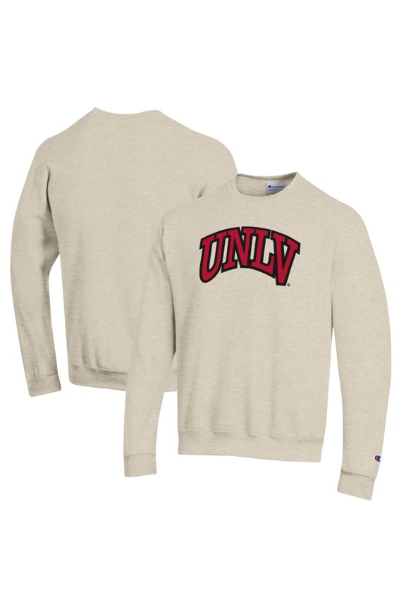Men's Champion Heathered Oatmeal UNLV Rebels Eco Powerblend Crewneck Sweatshirt