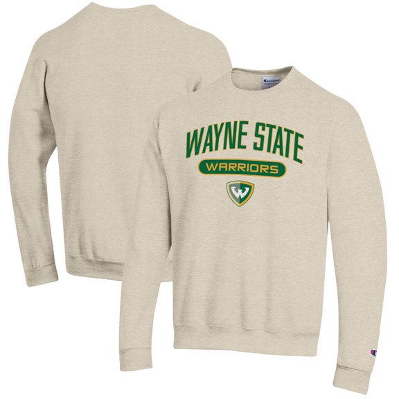 Men's Champion Oatmeal Wayne State Warriors Powerblend Sweatshirt