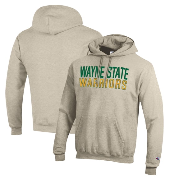 Men's Champion Heathered Oatmeal Wayne State Warriors Eco Powerblend Pullover Hoodie