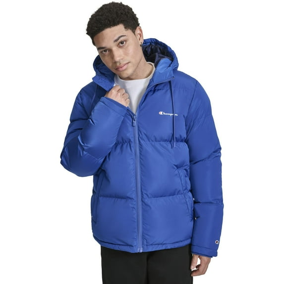 Men's Champion® Hooded Puffer Jacket Color: Surf The Web Size: S