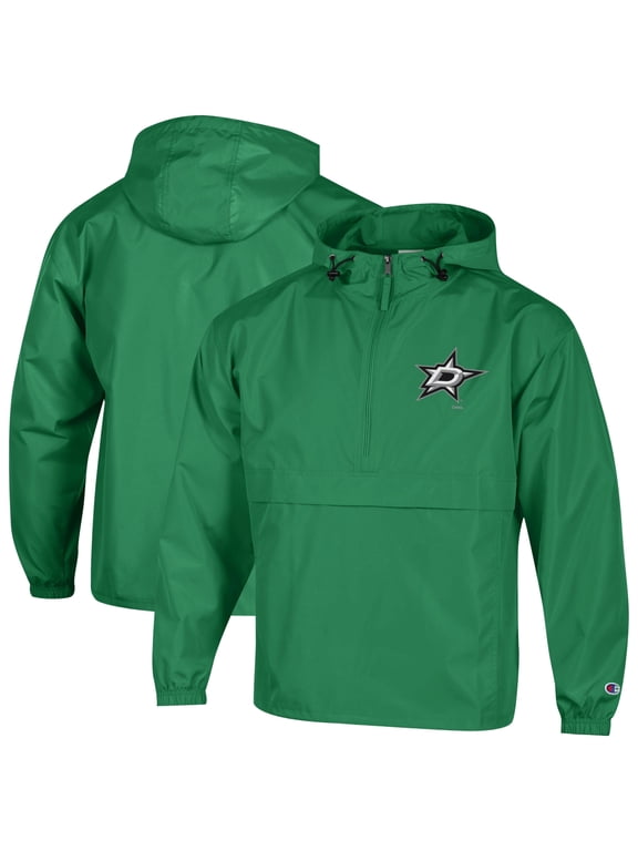 Men's Champion Kelly Green Dallas Stars Packable Windbreaker Half-Zip Jacket