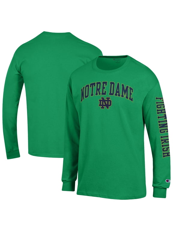 Men's Champion Kelly Green Notre Dame Fighting Irish Arch Over Logo 2-Hit Long Sleeve T-Shirt