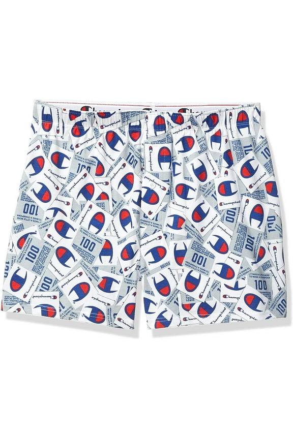 Men's Champion Life C Logo Knit Boxer, 1-Pair White S