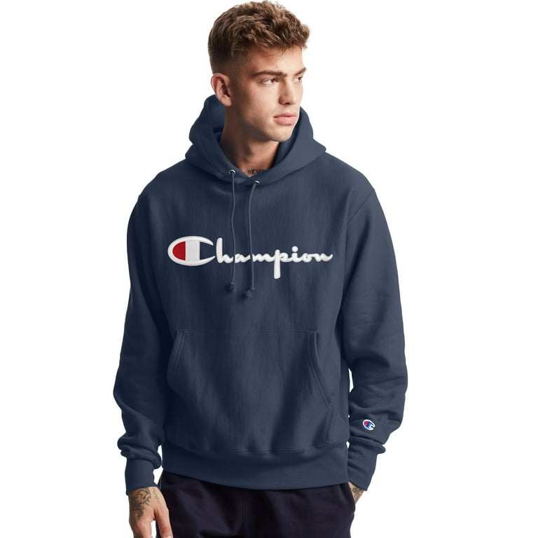 Navy champion hoodie reverse weave sales