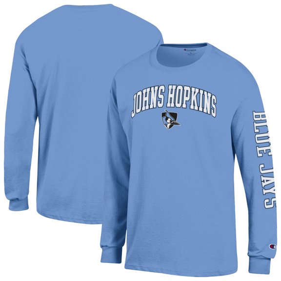 Men's Champion Light Blue Johns Hopkins Blue Jays Arch Logo Long Sleeve T-Shirt
