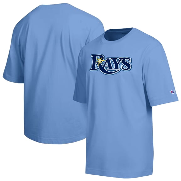 Men's Champion Light Blue Tampa Bay Rays All Star Chenille Wordmark T-Shirt