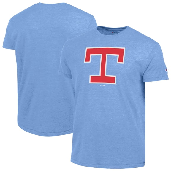 Men's Champion Light Blue Texas Rangers Cooperstown Logo Tri-Blend T-Shirt