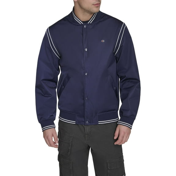 Men's Champion® Lightweight Varsity Jacket Color: Peacoat Size: XL