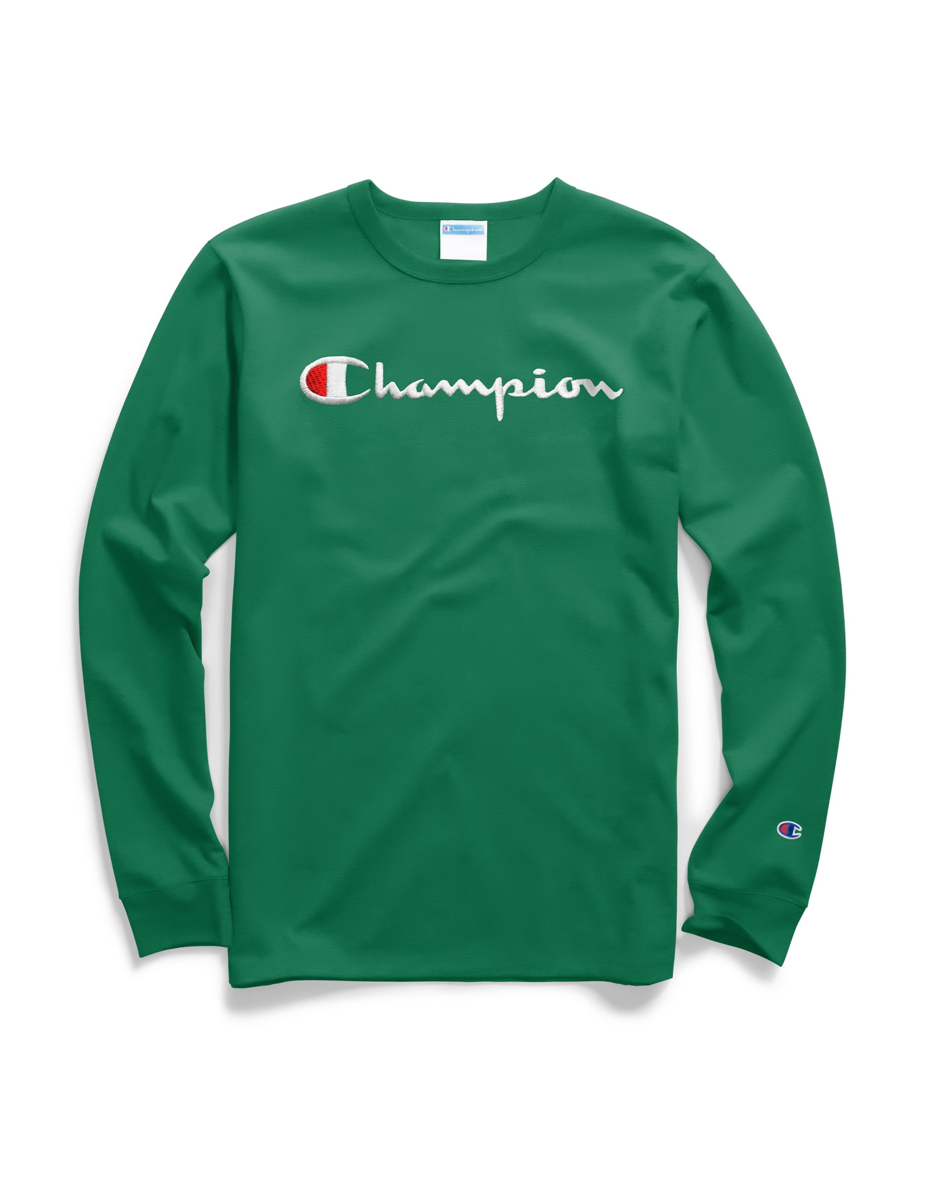 Champion Green Logo Heritage Long Sleeve Black Shirt 15763 Men M Medium New  NWT
