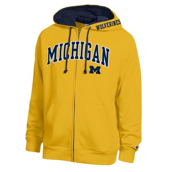 Men's Champion Maize Michigan Wolverines Arch Logo Full-Zip Fleece Hoodie