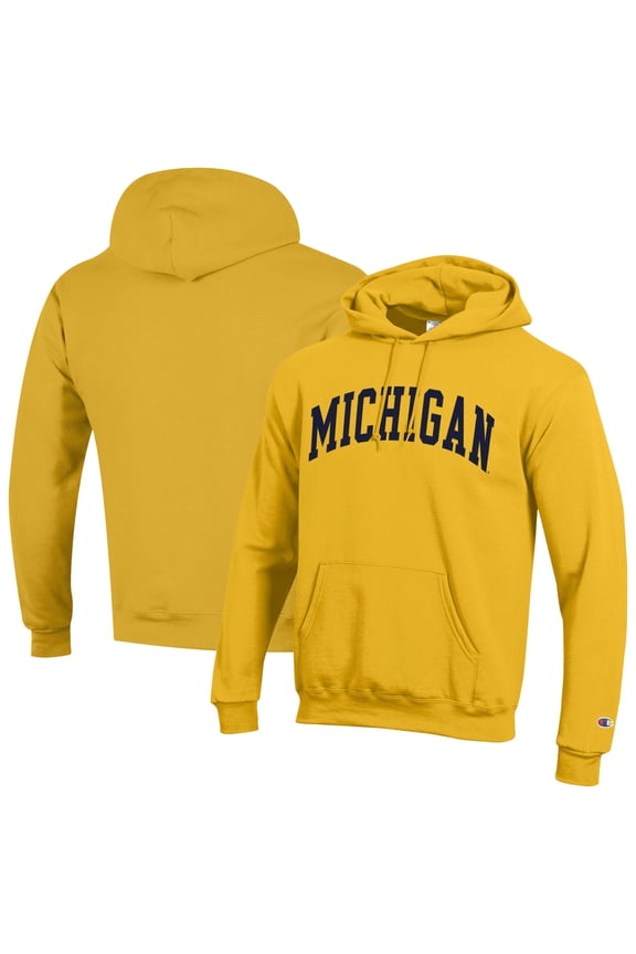 Men's Champion  Maize Michigan Wolverines Basic Arch Fleece Pullover Hoodie
