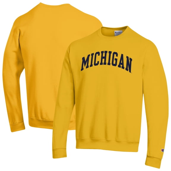 Men's Champion  Maize Michigan Wolverines Basic Arch Fleece Pullover Sweatshirt
