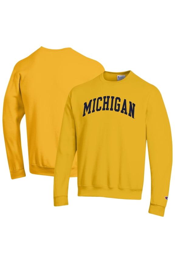 Men's Champion  Maize Michigan Wolverines Basic Arch Fleece Pullover Sweatshirt