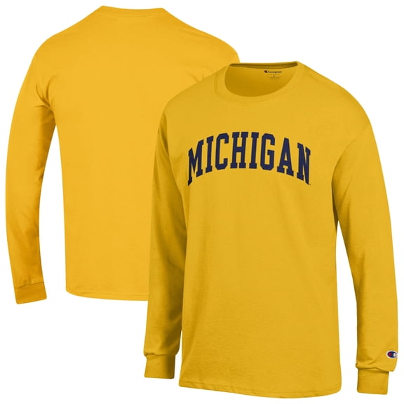 Men's Champion  Maize Michigan Wolverines Basic Arch Long Sleeve T-Shirt