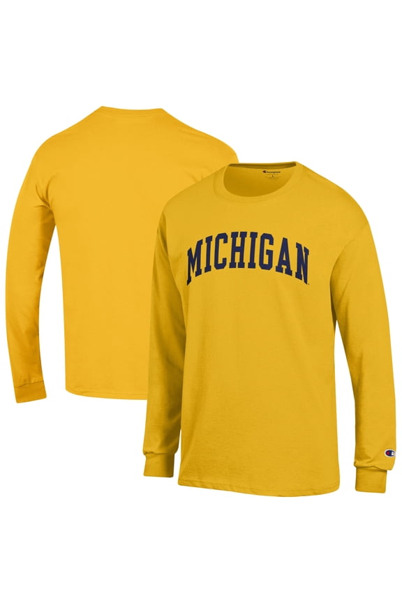 Men's Champion Maize Michigan Wolverines Basic Arch Long Sleeve T-Shirt