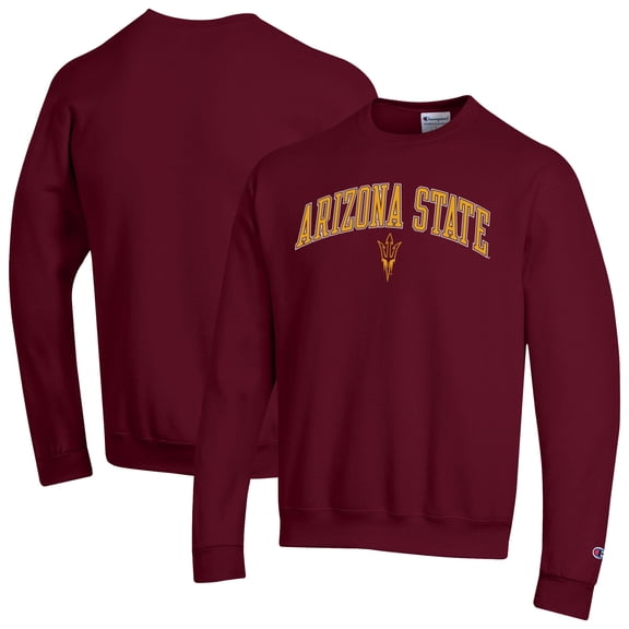 Men's-Champion Maroon Arizona State Sun Devils Arch Over Logo Pullover Sweatshirt