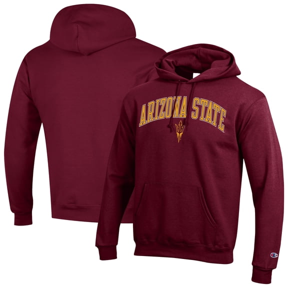 Men's-Champion Maroon Arizona State Sun Devils Arched Logo Fleece Pullover Hoodie