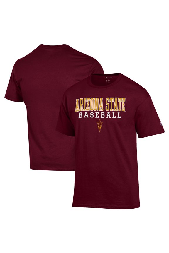 Men's Champion Maroon Arizona State Sun Devils Baseball Stack T-Shirt