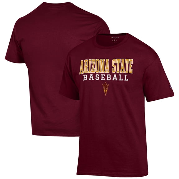 Men's Champion Maroon Arizona State Sun Devils Baseball Stack T-Shirt