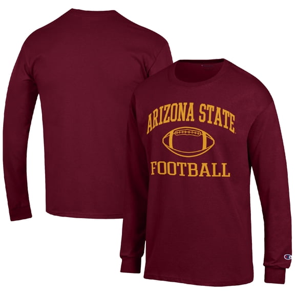 Men's Champion Maroon Arizona State Sun Devils Football Icon Long Sleeve T-Shirt