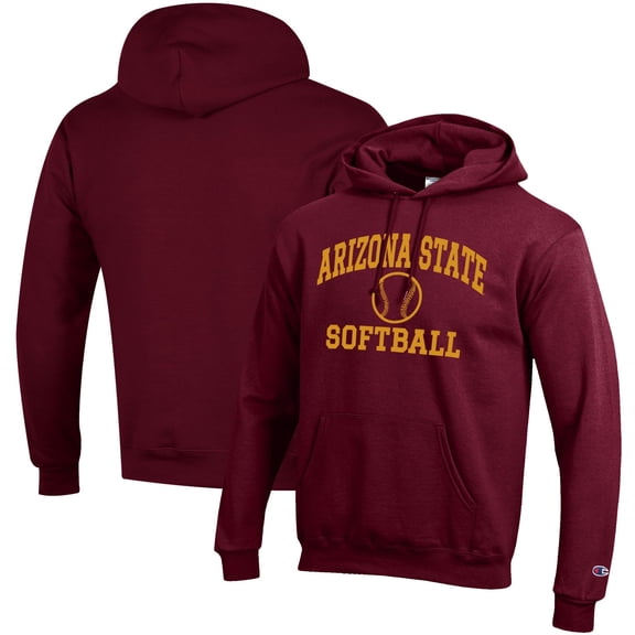 Men's Champion Maroon Arizona State Sun Devils Softball Icon Pullover Hoodie