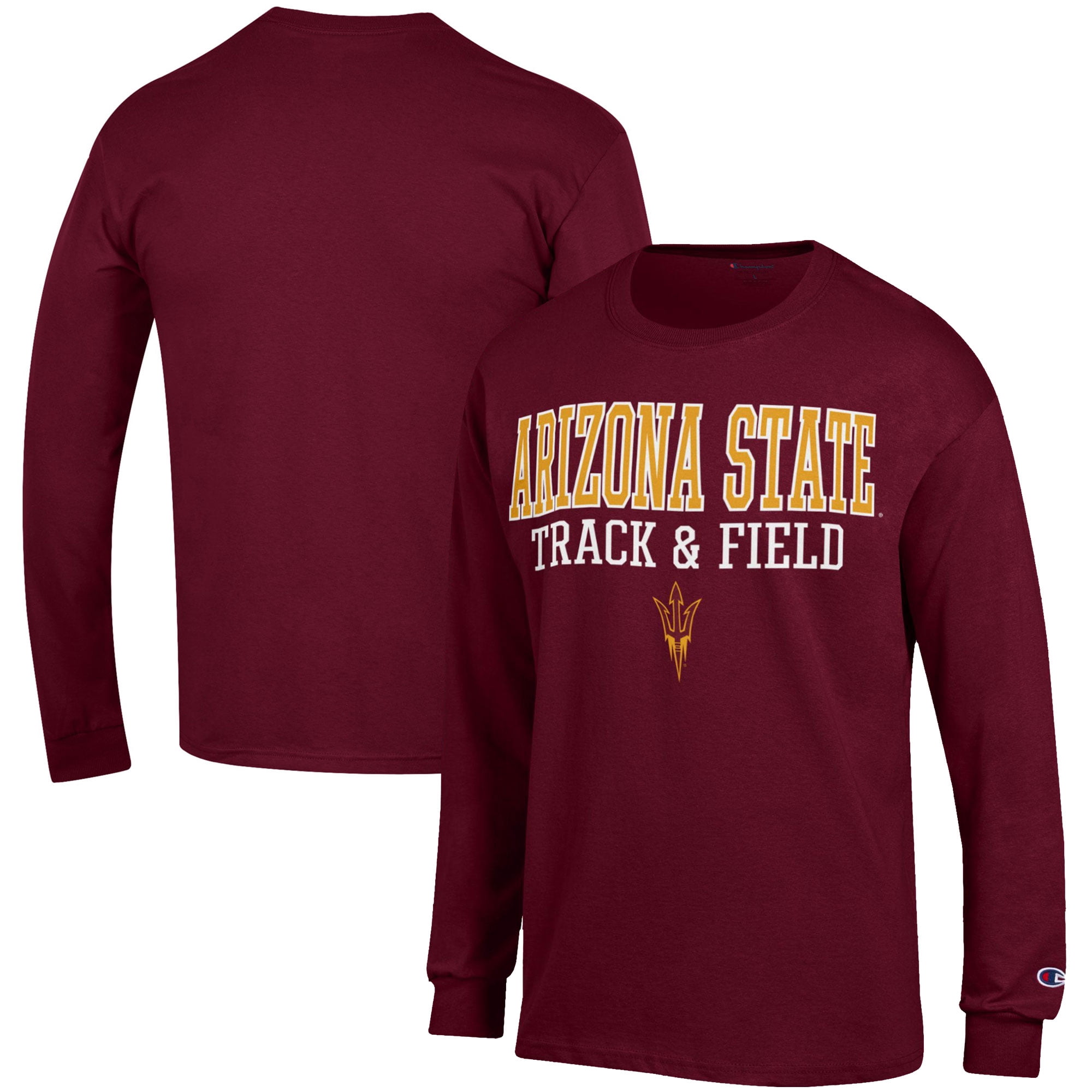 Men's Champion  Maroon Arizona State Sun Devils Track & Field Stack Long Sleeve T-Shirt