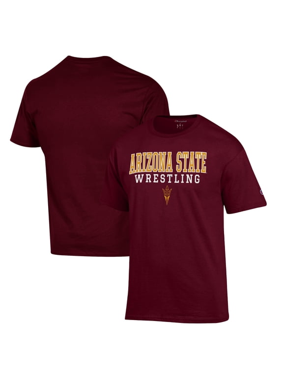 Men's Champion Maroon Arizona State Sun Devils Wrestling Stack Logo T-Shirt