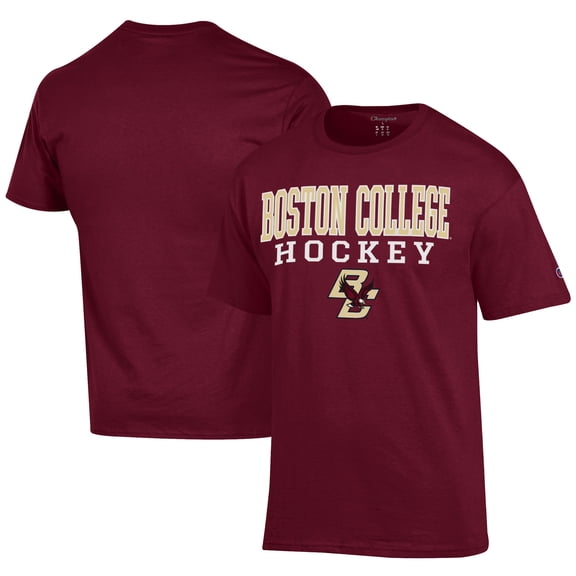 Men's Champion  Maroon Boston College Eagles Icon Logo Hockey Jersey T-Shirt