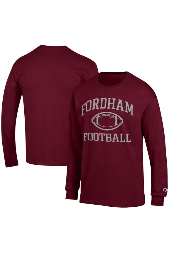 Men's Champion Maroon Fordham Rams Football Jersey Long Sleeve T-Shirt