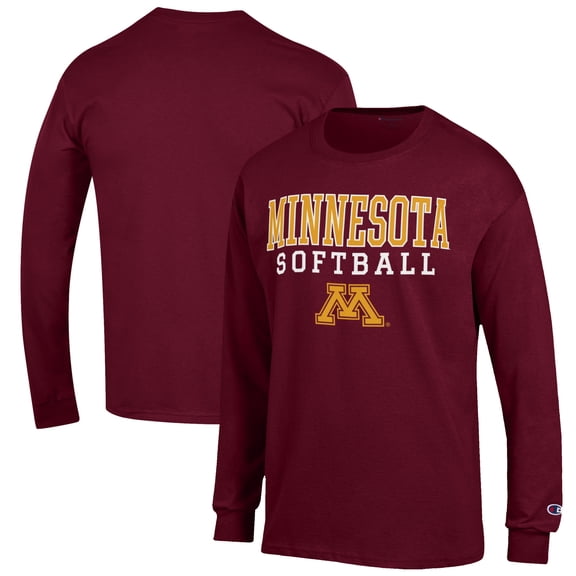 Men's Champion Maroon Minnesota Golden Gophers Softball Stack Long Sleeve T-Shirt