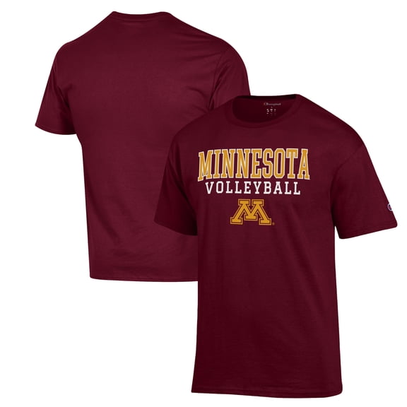 Men's Champion Maroon Minnesota Golden Gophers Stack Logo Volleyball Powerblend T-Shirt