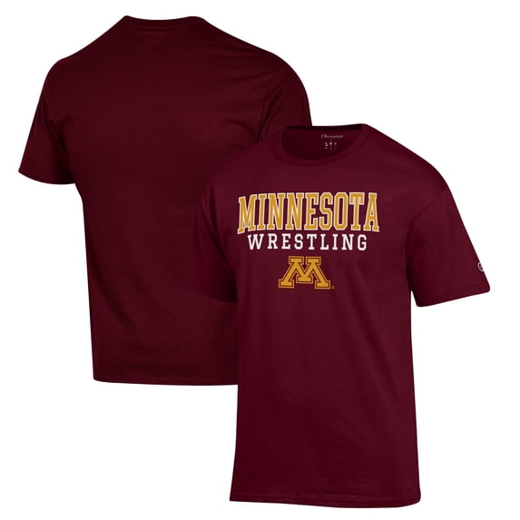 Men's Champion Maroon Minnesota Golden Gophers Wrestling Stack Logo T-Shirt