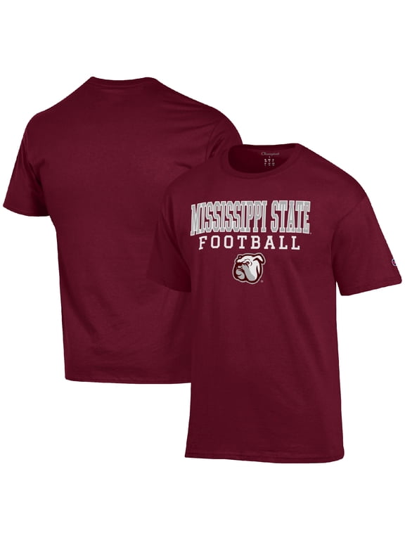 Men's Champion Maroon Mississippi State Bulldogs Football Stack T-Shirt
