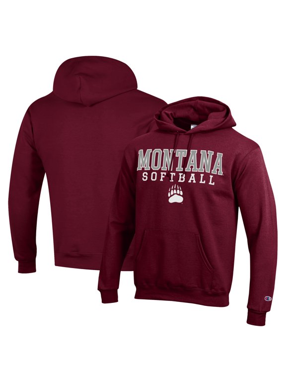 Men's Champion Maroon Montana Grizzlies Stack Logo Softball Powerblend Pullover Hoodie