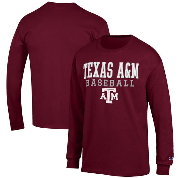 Men's Champion Maroon Texas A&M Aggies Baseball Stack Long Sleeve T-Shirt