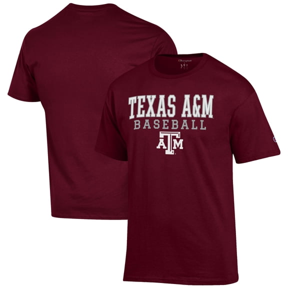 Men's Champion Maroon Texas A&M Aggies Baseball Stack T-Shirt