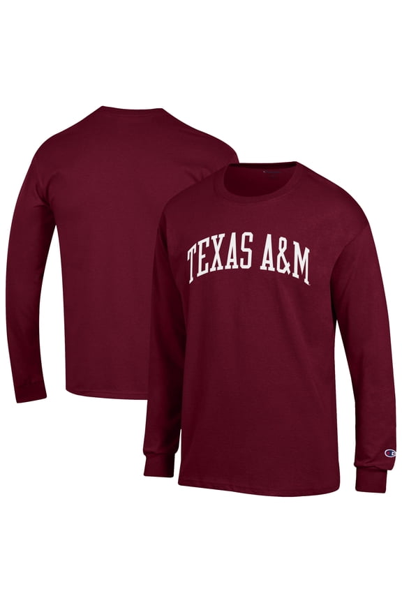 Men's Champion Maroon Texas A&M Aggies Basic Arch Long Sleeve T-Shirt
