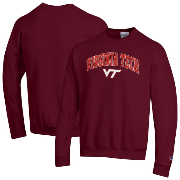 Men's-Champion Maroon Virginia Tech Hokies Arch Over Logo Pullover Sweatshirt