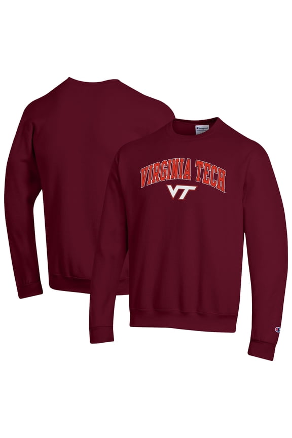 Men's-Champion Maroon Virginia Tech Hokies Arch Over Logo Pullover Sweatshirt